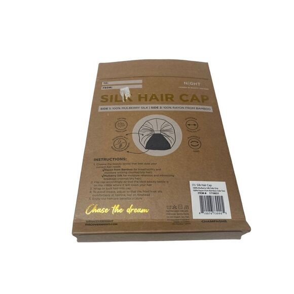 Night Silk Hair Cap in Champagne One Size New Open Box - Picture 2 of 4